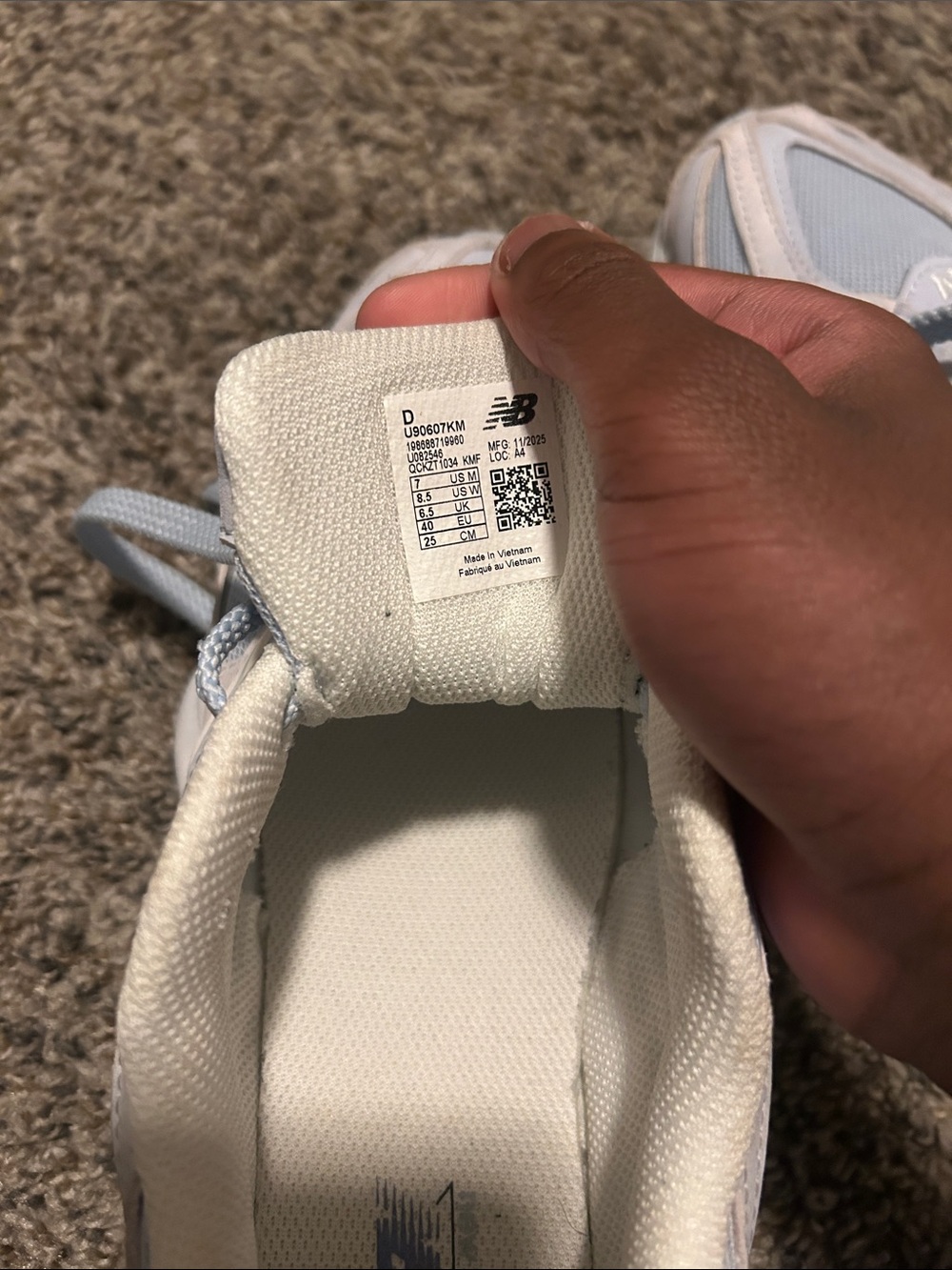 New Balance Kids White and Light Blue Lace-Up Sneakers